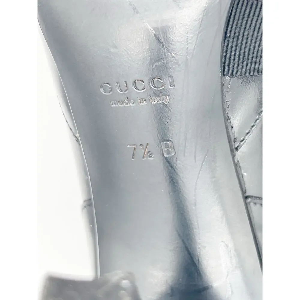 Gucci Vintage Fall 2002 Runway Black Grosgrain Lace Up Pointed Toe Heels US 7.5